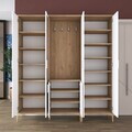 Cuier de perete, Hanah Home, EA156, 180x198.6x37.5 cm, PAL melaminat, Nuc/Alb
