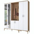 Cuier de perete, Hanah Home, EA156, 180x198.6x37.5 cm, PAL melaminat, Nuc/Alb