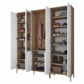 Cuier de perete, Hanah Home, EA156, 180x198.6x37.5 cm, PAL melaminat, Nuc/Alb