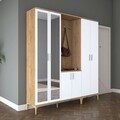 Cuier de perete, Hanah Home, EA154, 180x198.6x37.5 cm, PAL melaminat, Nuc/Alb