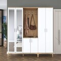 Cuier de perete, Hanah Home, EA154, 180x198.6x37.5 cm, PAL melaminat, Nuc/Alb