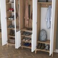 Cuier de perete, Hanah Home, EA154, 180x198.6x37.5 cm, PAL melaminat, Nuc/Alb