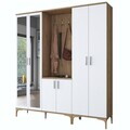 Cuier de perete, Hanah Home, EA154, 180x198.6x37.5 cm, PAL melaminat, Nuc/Alb