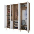 Cuier de perete, Hanah Home, EA154, 180x198.6x37.5 cm, PAL melaminat, Nuc/Alb
