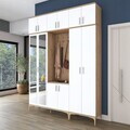Cuier de perete, Hanah Home, EA157, 180x240x37.5 cm, PAL melaminat, Nuc/Alb