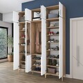 Cuier de perete, Hanah Home, EA157, 180x240x37.5 cm, PAL melaminat, Nuc/Alb