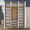 Cuier de perete, Hanah Home, EA157, 180x240x37.5 cm, PAL melaminat, Nuc/Alb