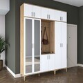 Cuier de perete, Hanah Home, EA155, 180x240x37.5 cm, PAL melaminat, Nuc/Alb