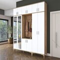 Cuier de perete, Hanah Home, EA155, 180x240x37.5 cm, PAL melaminat, Nuc/Alb