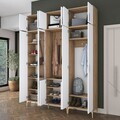 Cuier de perete, Hanah Home, EA155, 180x240x37.5 cm, PAL melaminat, Nuc/Alb