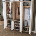 Cuier de perete, Hanah Home, EA155, 180x240x37.5 cm, PAL melaminat, Nuc/Alb