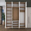 Cuier de perete, Hanah Home, EA155, 180x240x37.5 cm, PAL melaminat, Nuc/Alb
