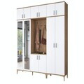 Cuier de perete, Hanah Home, EA155, 180x240x37.5 cm, PAL melaminat, Nuc/Alb