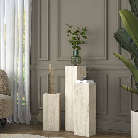 Set masute 2 piese, Hanah Home, AD106, PAL melaminat, Travertin