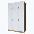 Dulap pentru haine, Hanah Home, BA104, 145x239x55 cm, PAL melaminat, Nuc/Alb