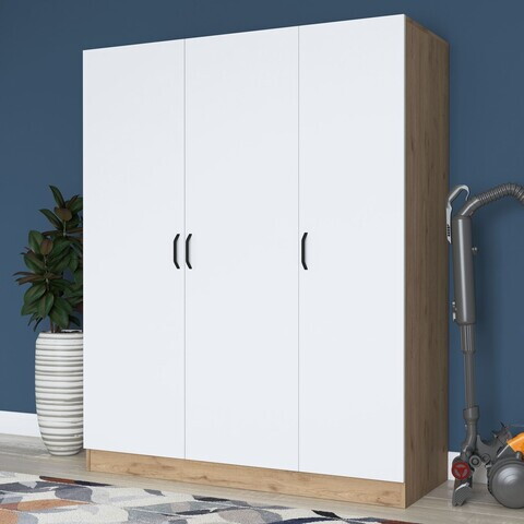 Dulap pentru haine, Hanah Home, BA105, 145x181.9x55 cm, PAL melaminat, Nuc/Alb