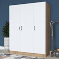 Dulap pentru haine, Hanah Home, BA105, 145x181.9x55 cm, PAL melaminat, Nuc/Alb