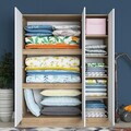 Dulap pentru haine, Hanah Home, BA105, 145x181.9x55 cm, PAL melaminat, Nuc/Alb