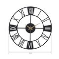 Ceas de perete, New Roma, Metal, Diametru: 50 cm, Negru
