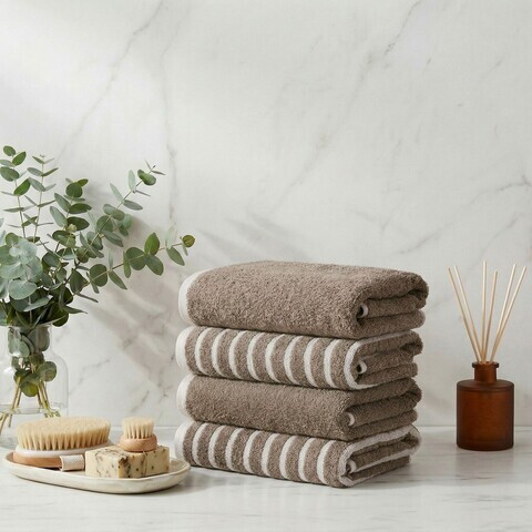 Set prosoape, L'essentiel Maison, Stripe Melange, Bumbac, Maro