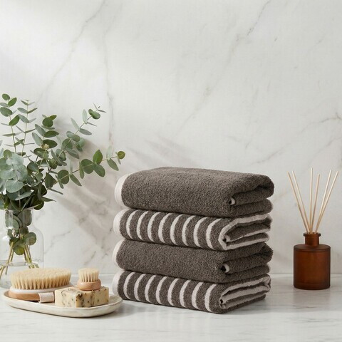 Set prosoape, L'essentiel Maison, Stripe Melange, Bumbac, Antracit