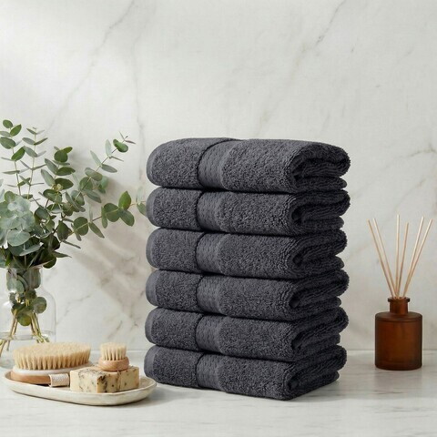 Set prosoape, L'essentiel Maison, Carefree, Bumbac, Gri inchis