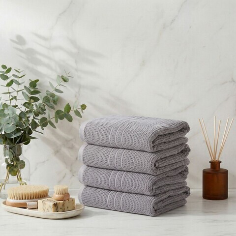 Set prosoape, L'essentiel Maison, Central, Bumbac, Gri