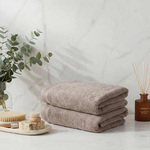 Set prosoape de baie, L'essentiel Maison, Unceasing, Bumbac, Bej