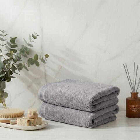 Set prosoape de baie, L'essentiel Maison, Unceasing, Bumbac, Gri