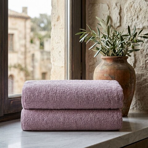 Set prosoape de baie, L'essentiel Maison, Slick, Bumbac, Roz prafuit