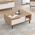 Masuta de cafea, Hanah Home, ON2-SW, 90x37.6x60 cm, PAL, Stejar / Alb