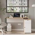Birou, Hanah Home, Nor1-Sw, 129.8x70x90 cm, PAL, Natural/Alb