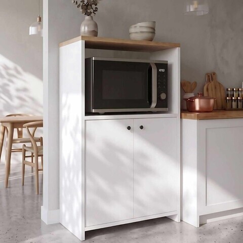 Dulap multifunctional, Hanah Home, Vrn1-Sw, 68.6x86.8x35 cm, PAL, Natural/Alb