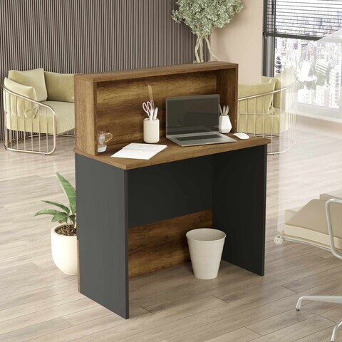 Masa de receptie, Hanah Home, Beg20-Ba, 90x110x44.5 cm, PAL, Baroc / Antracit