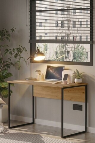 Birou, Hanah Home, Nor2-S, 100x75x55 cm, PAL, Stejar