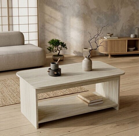 Masuta de cafea, Hanah Home, Chb1-T, 100x41.8x50 cm, PAL, Travertin