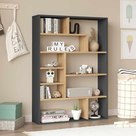 Corp biblioteca, Hanah Home, Kee1-Sa, 90x123.6x22 cm, PAL, Natural / Antracit