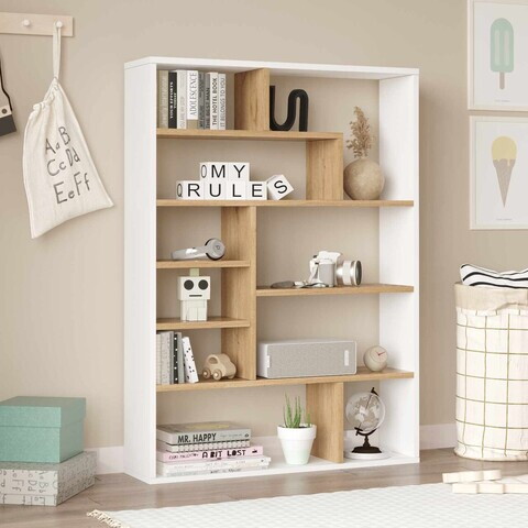 Corp biblioteca, Hanah Home, Kee1-Sw, 90x123.6x22 cm, PAL, Natural/Alb