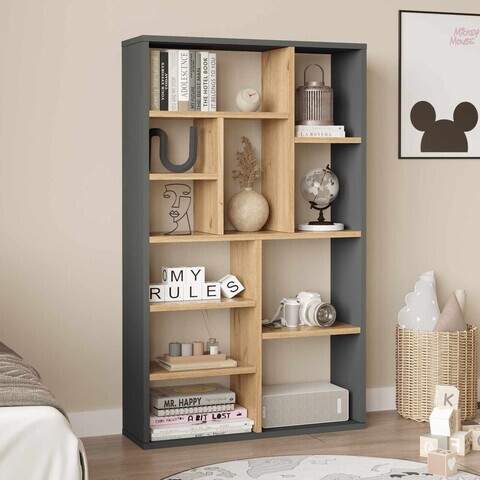 Corp biblioteca, Hanah Home, Kor1-Sa, 75x123.6x22 cm, PAL, Natural / Antracit