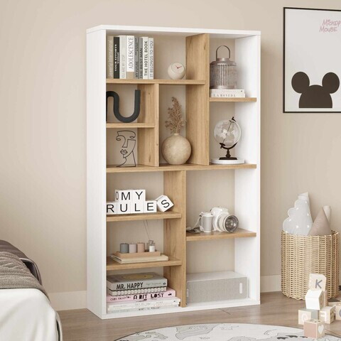 Corp biblioteca, Hanah Home, Kor1-Sw, 75x123.6x22 cm, PAL, Natural/Alb