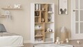 Corp biblioteca, Hanah Home, Kor1-Sw, 75x123.6x22 cm, PAL, Natural/Alb