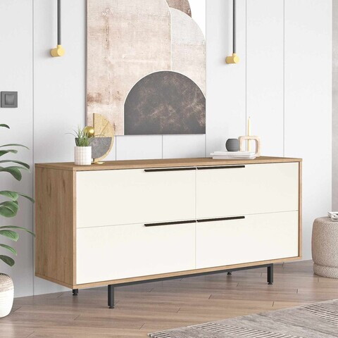 Consola, Hanah Home, Boh3-Sw, 160x74.3x44.5 cm, PAL, Natural/Alb