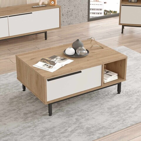 Masuta de cafea, Hanah Home, Boh2-Sw, 90x37.6x60 cm, PAL, Natural/Alb