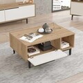 Masuta de cafea, Hanah Home, Boh2-Sw, 90x37.6x60 cm, PAL, Natural/Alb