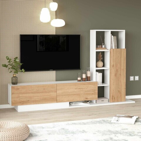 Comoda TV, Hanah Home, For1-Sw, 201.2x123.6x29.5 cm, PAL, Natural/Alb