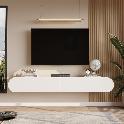 Comoda TV, Hanah Home, LUM1-W, 200x29.6x31.6 cm, PAL, Alb