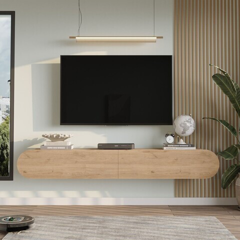 Comoda TV, Hanah Home, LUM1-S, 200x29.6x31.6 cm, PAL, Stejar
