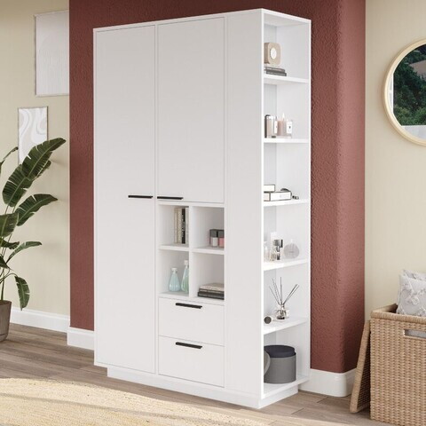 Dulap pentru haine, Hanah Home, FRT1-W, 110x190x45 cm, PAL, Alb