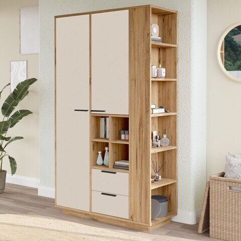 Dulap pentru haine, Hanah Home, FRT1-AKA, 110x190x45 cm, PAL, Pin Atlantic / Cașmir