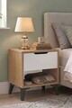 Noptiera, Hanah Home, Vel3-Sw, 44x52.2x34.4 cm, PAL, Stejar / Alb